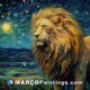 Lion in the night landscape