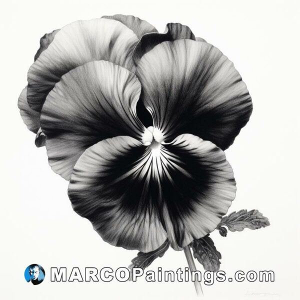 Lise ericsson black & white painting of pansy flower
