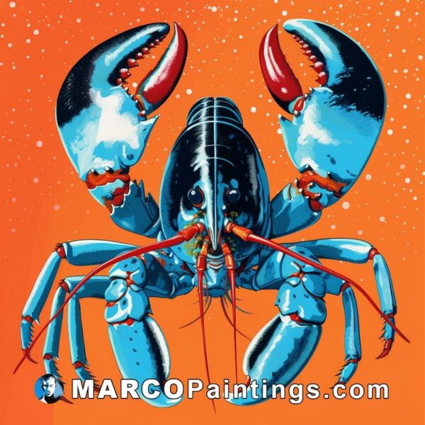 Lobster with big claws on orange background