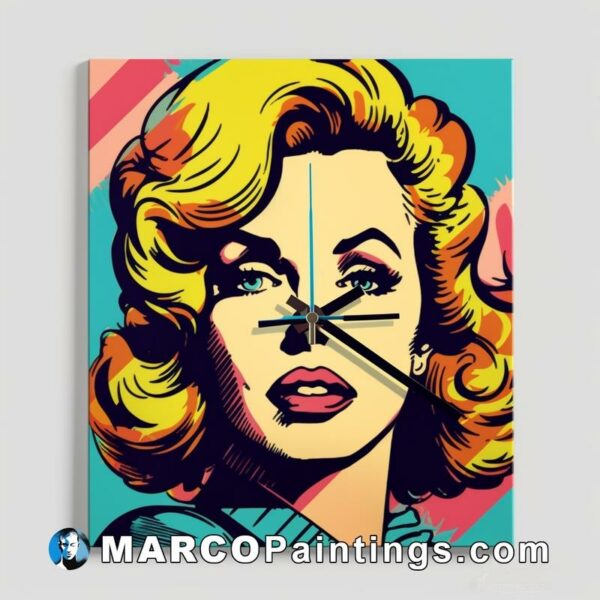 Marilyn monroe painting wall clock canvas abstract pop art portrait 20 x 28 cm