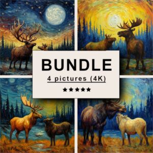 Moose and Elk Impressionism Bundle