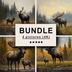 Moose and Elk Oil Painting Bundle