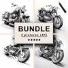 Motorcycle Black White Draw Sketch Bundle