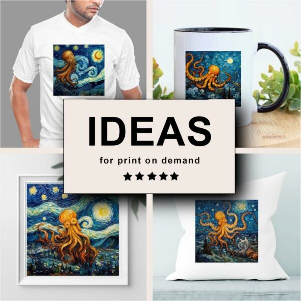 Octopus and Squid Impressionism Merchandising