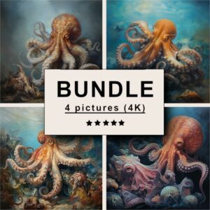 Octopus and Squid Oil Painting Bundle