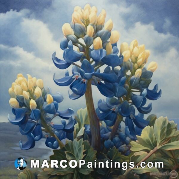 Oil on canvas bluebonnet flower