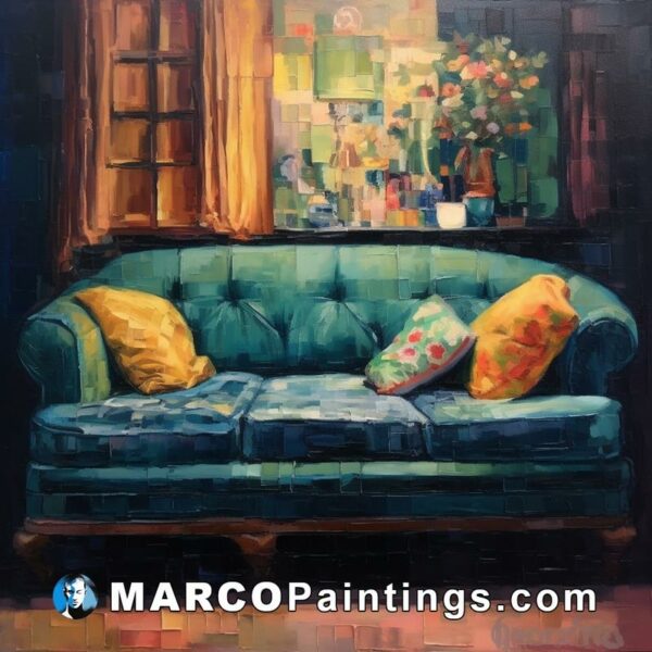 Oil painting'strange blue couch' by karen jackson