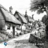 Old england village drawing