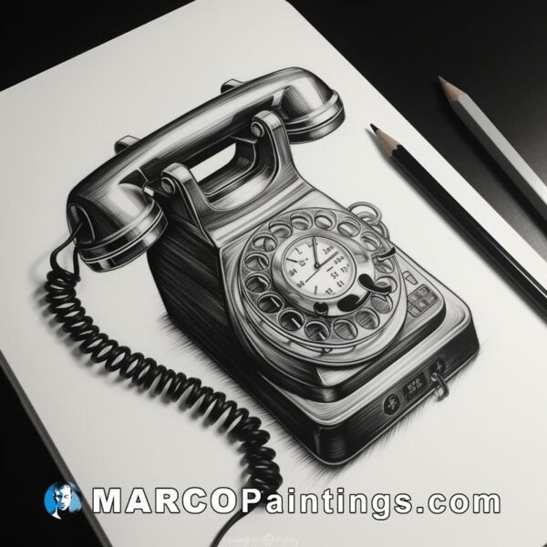 Old fashioned telephone drawing by the artist daniel jones