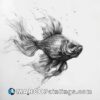 One of the most stunning goldfish drawings with water sprayed over it