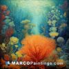 Orange corals and sponges oil on canvas by jeanne rah