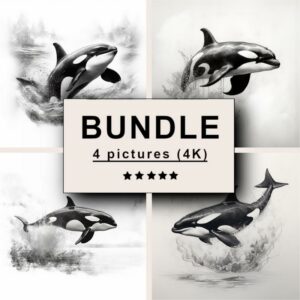 Orca Black White Draw Sketch Bundle