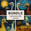 Ostrich and Emu Impressionism Bundle