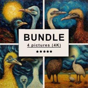 Ostrich and Emu Impressionism Bundle