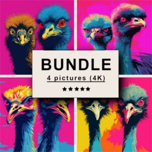 Ostrich and Emu Pop Art Bundle