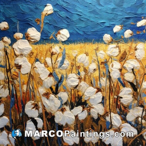 Painted cotton field on canvas