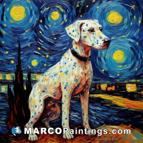 Painting dalmatian starry night fine art