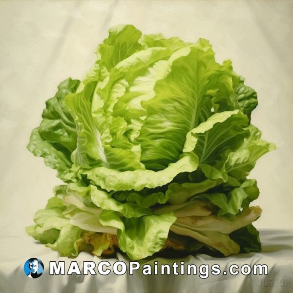 Painting of a lettuce on a white table