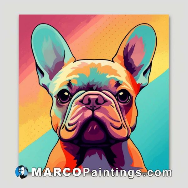 Painting of french bulldog on a colorful background