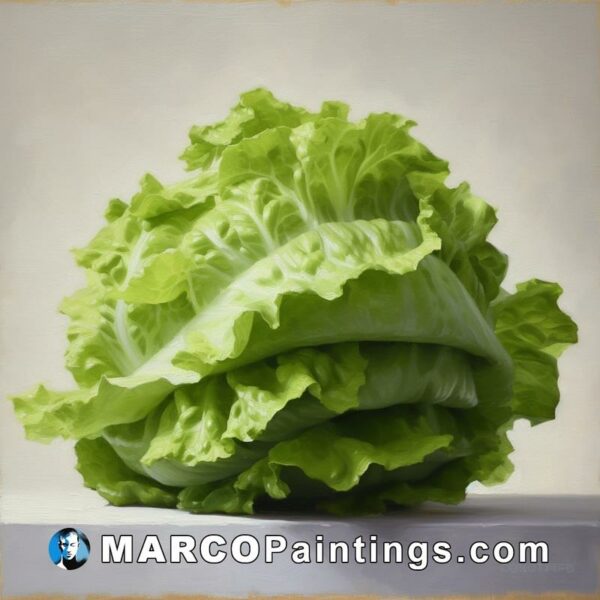 Painting of lettuce on a white desk