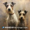 Painting of two dogs standing next to each other