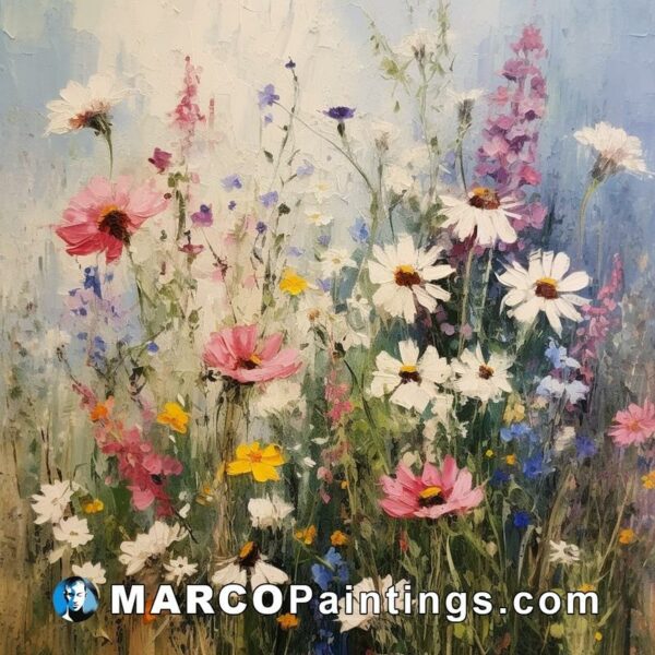 Painting of wild flowers in the garden