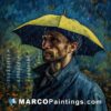 Painting portrait of the man in the rain