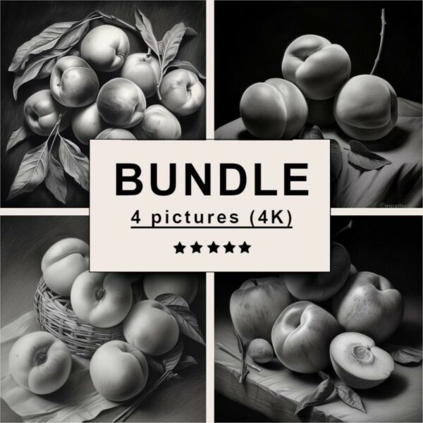 Peaches Black White Draw Sketch Bundle