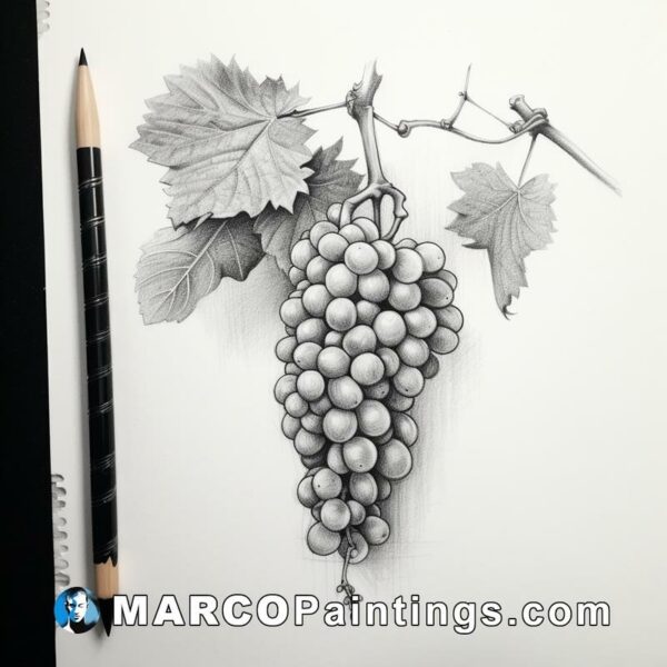 Pen and pencil drawing of grapes