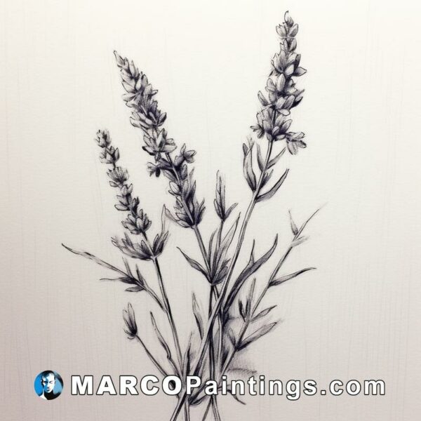 Pencil drawing lavender flowers illustration vector eps zn