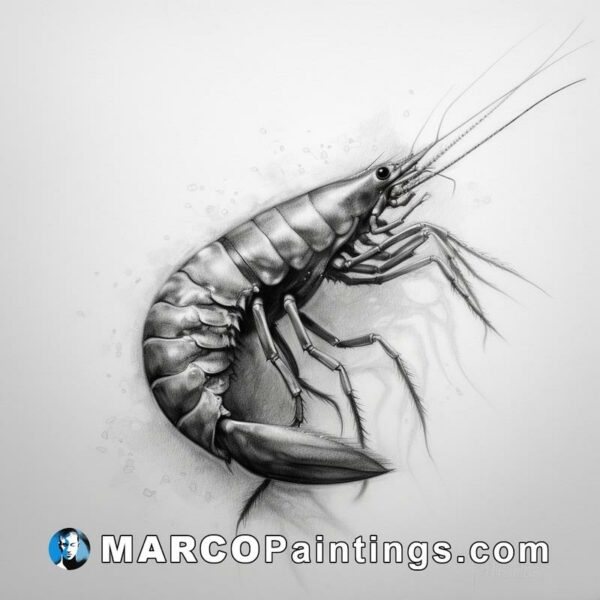 Pencil drawing of a shrimp