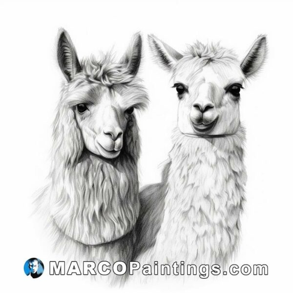 Pencil drawings of two llamas that looks like humans