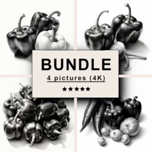 Peppers Black White Draw Sketch Bundle