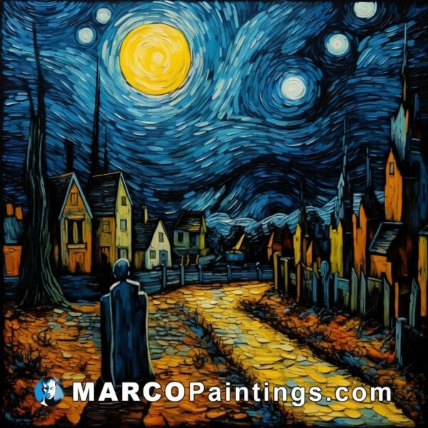 Person van gogh nightscape starry night painting