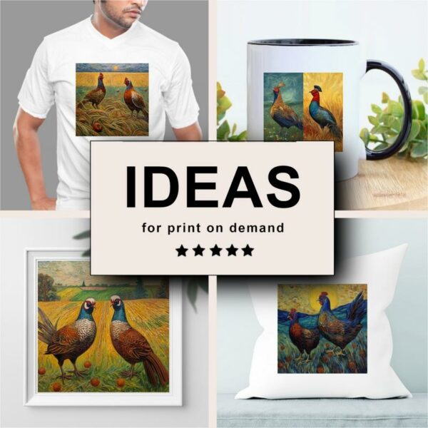 Pheasant and Partridge Impressionism Merchandising
