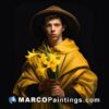 Photographer ron hall captures an image of a young man holding daffodils