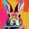 Pop art image of a rabbit on bright colors