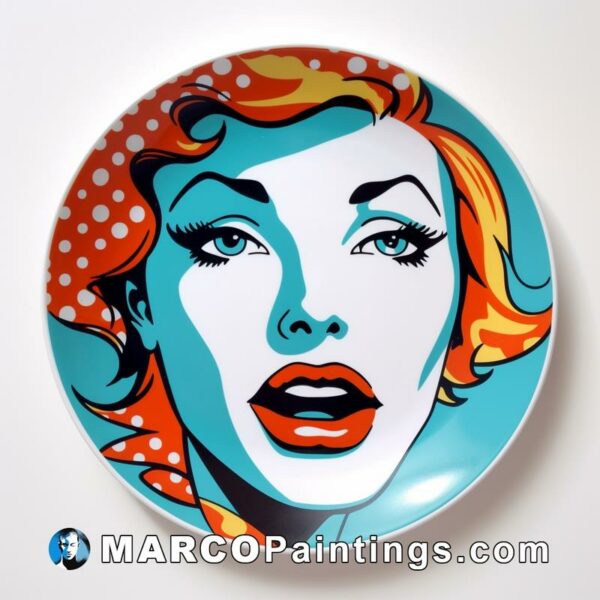 Pop art plate featuring a portrait of a woman