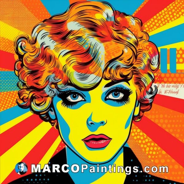 Pop art portrait of a woman with a curly hair