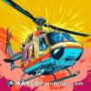 Pop art retro helicopter in flight comic art in the style pop art