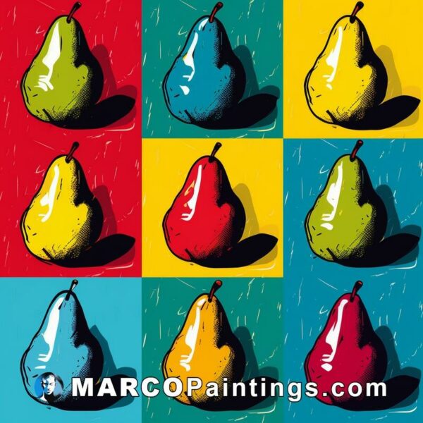 Pop art style of pears on bright colors
