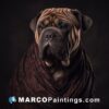 Portrait of a beautiful mastiff dog with a brown scarf around it