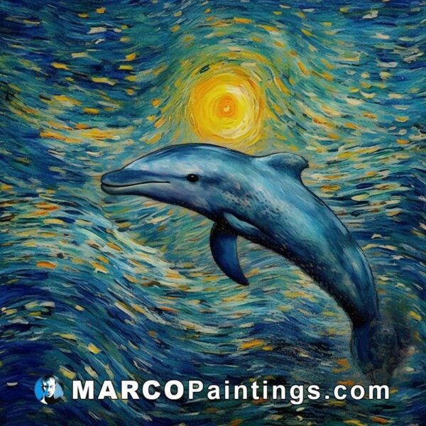Portrait of a dolphin under a starry sky