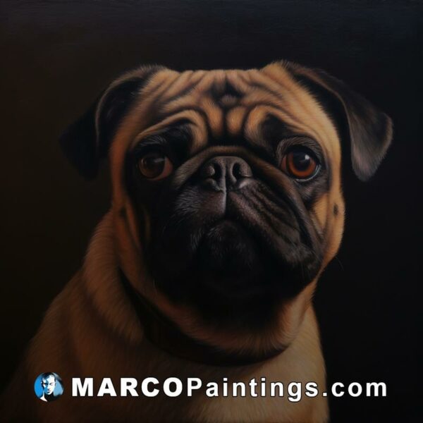 Portrait of a pug with a black background