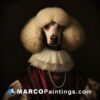 Portrait of dog dressed in 1860s vintage white poodle