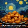 Potatoes with starry sky in front of a painting