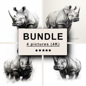 Rhinoceros Black White Draw Sketch Bundle