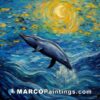 Seascapes painting the dolphin in the night sky fine art painting