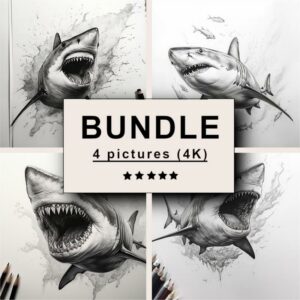 Shark Black White Draw Sketch Bundle
