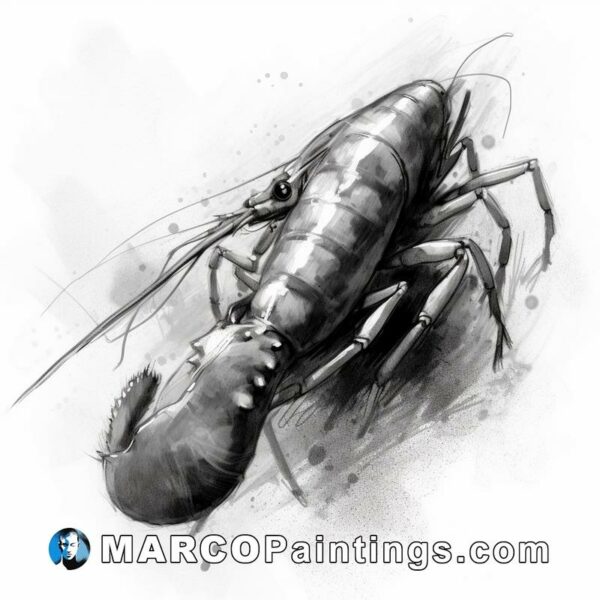 Sketch lobster black & white illustration